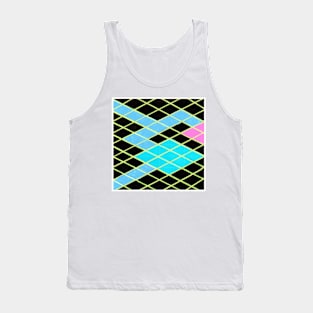 Inverted Blue Pink Black Geometric Abstract Acrylic Painting Tank Top